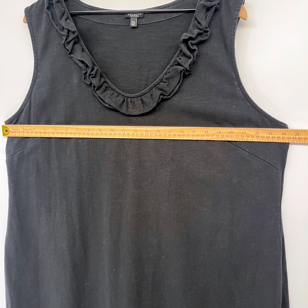 Talbots Dress Womens 3XP Black Ruffle Neck Sleeveless Heavyweight Cotton Shift - Picture 3 of 7